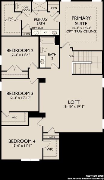 2D floor plan layout of this home in Enclave at Hennersby Hollow 50's, San Antonio, TX (Image 5).