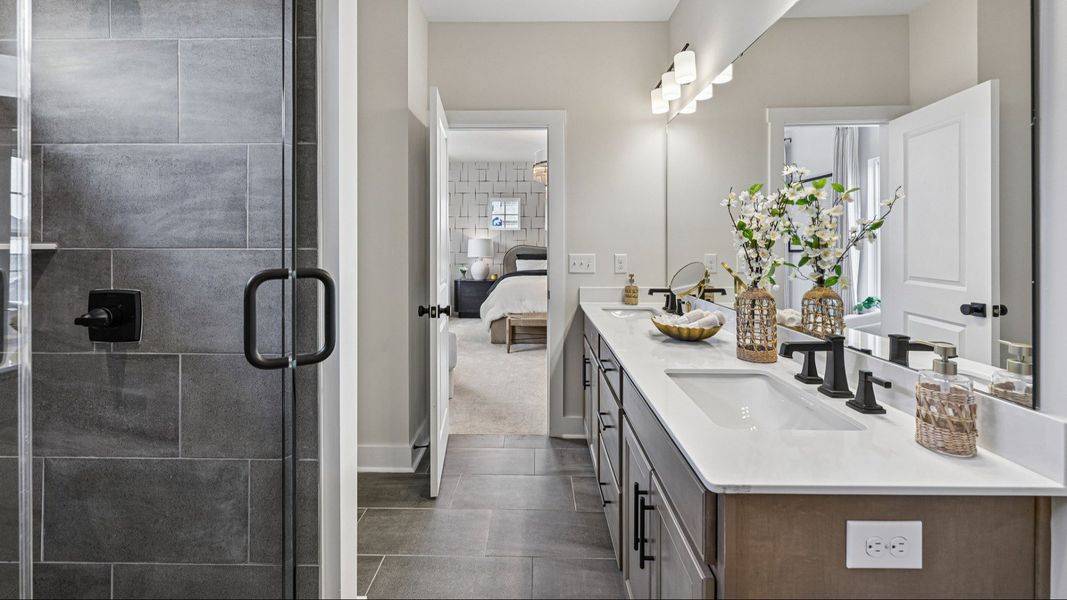 The Westport Plan by DRB Homes in Miller Farm - Primary Bathroom The Westport Plan by DRB Homes in Miller Farm - Primary Bathroom