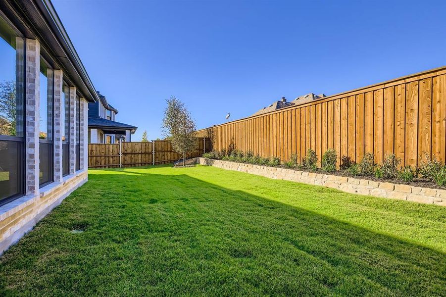 View of fenced backyard