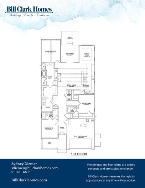 2D floor plan layout of this home in Riverside Cove, Wilmington, NC (Image 6).