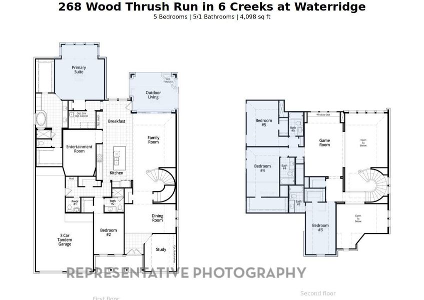 2D floor plan layout of this home in 6 Creeks at Waterridge: 70ft. lots, Kyle, TX (Image 5).