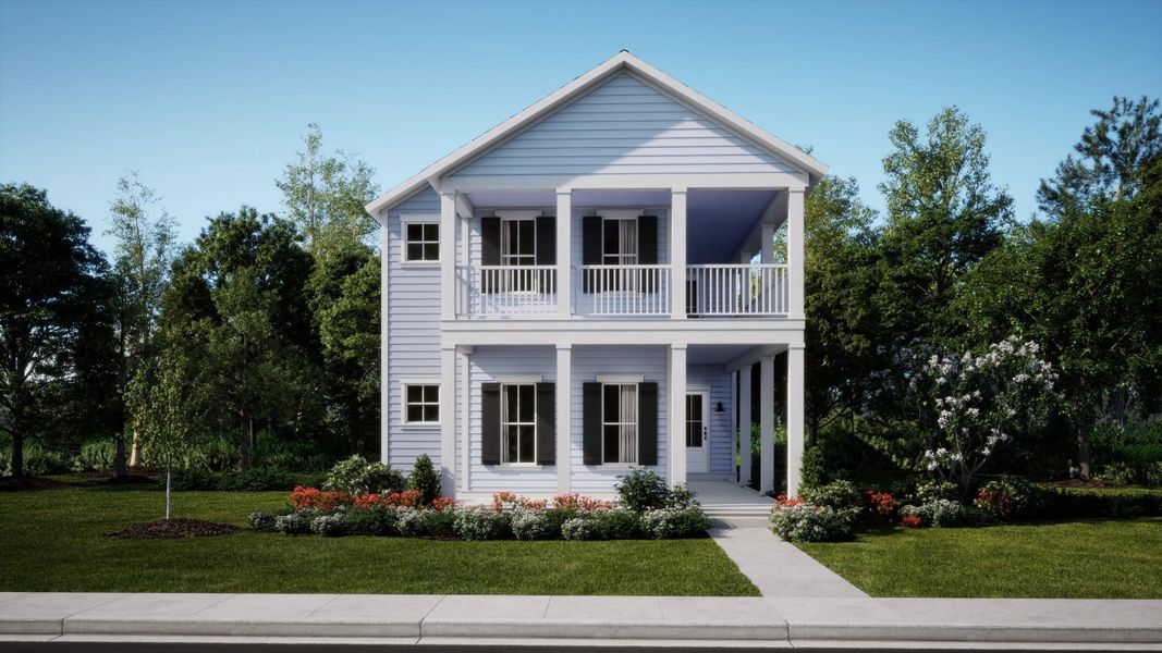 Front exterior of a new home in Sweetgrass at Summers Corner, Summerville, SC, highlighting curb appeal (Image 1). Front exterior of a new home in Sweetgrass at Summers Corner, Summerville, SC, highlighting curb appeal (Image 1).