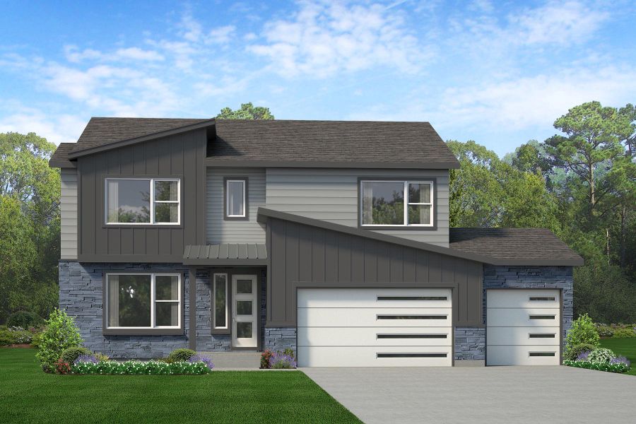 Representative exterior photo of a completed home built from the Gunnison by Risewell Homes in Cherry Meadows, Brighton, CO (Image 11).