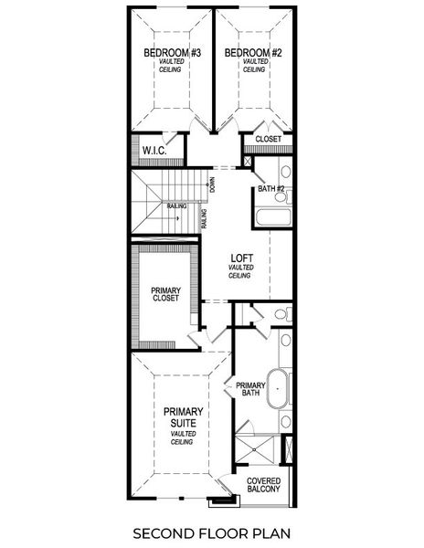 2D floor plan layout of this home in The Abbey at Mercer Crossing, Farmers Branch, TX (Image 2).
