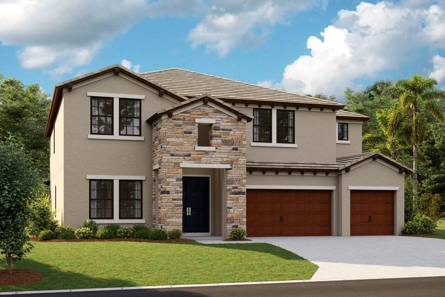 Representative exterior photo of a completed home built from the Westshore II by Homes by WestBay in Pasadena Ridge, Pasadena Hills, FL (Image 5).