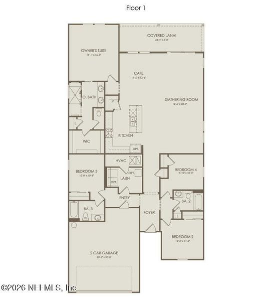 2D floor plan layout of this home in Hyland Trail, Green Cove Springs, FL (Image 3).