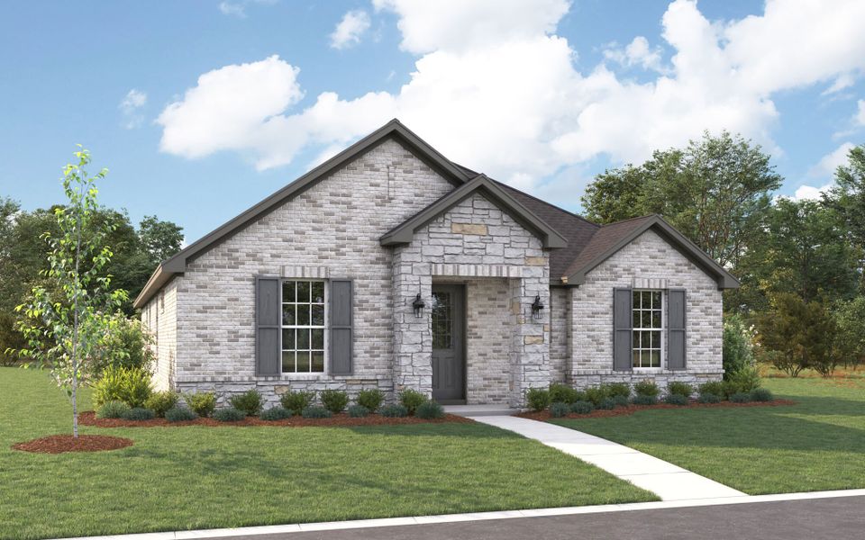 The Conroe - Traditional with Stone Elevation The Conroe - Traditional with Stone Elevation