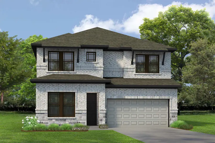Front exterior of a new home in Walden Creek – Reserve Collection, Montgomery, TX, highlighting curb appeal (Image 2).