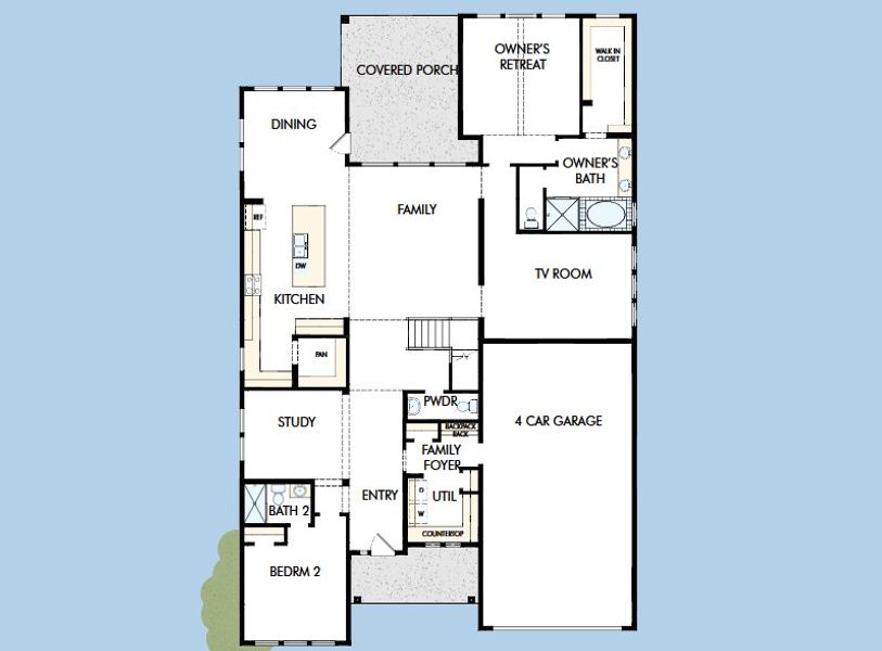 2D floor plan layout for the The Presidio by David Weekley Homes in Briggs Ranch – Signature Legacy Series, San Antonio, TX (Image 4). 2D floor plan layout for the The Presidio by David Weekley Homes in Briggs Ranch – Signature Legacy Series, San Antonio, TX (Image 4).