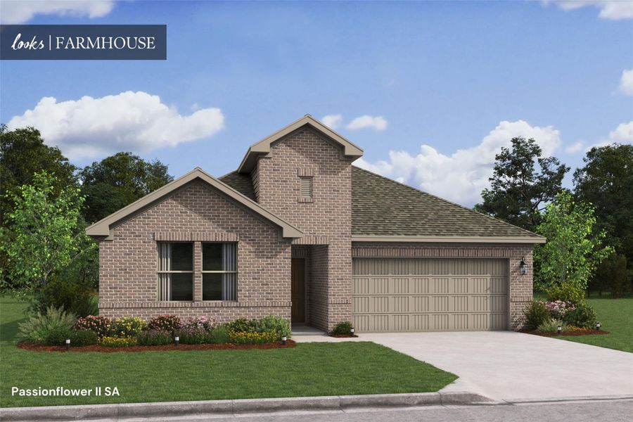 Lovely Passionflower II design by K. Hovnanian Homes in elevation SA built in Aspire at River Ranch Trails. (*Artist rendering used for illustration purposes only.)