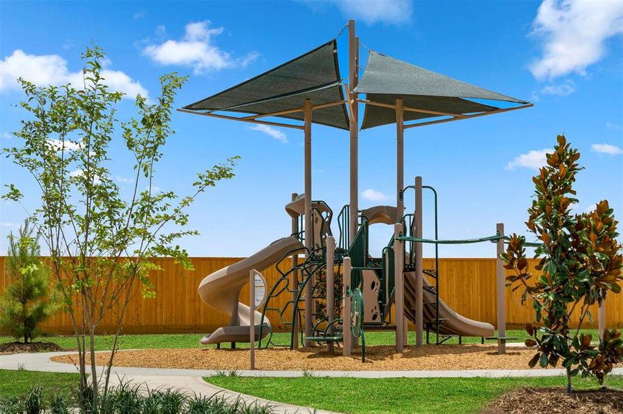 Amenities in Olympia Falls include community park with playground, splash pad and shade structure.