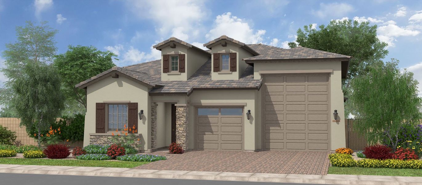 Representative exterior photo of a completed home built from the Lincoln Beach by Fulton Homes in North Shore, Litchfield Park, AZ (Image 5).
