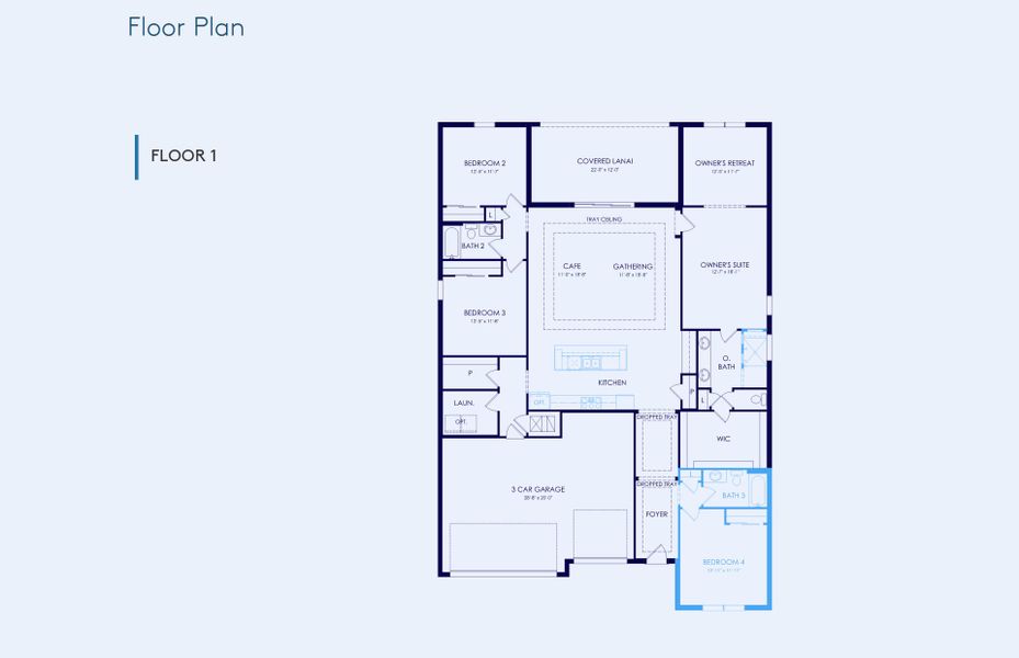 2D floor plan layout of this home in Waterset, Apollo Beach, FL (Image 4).