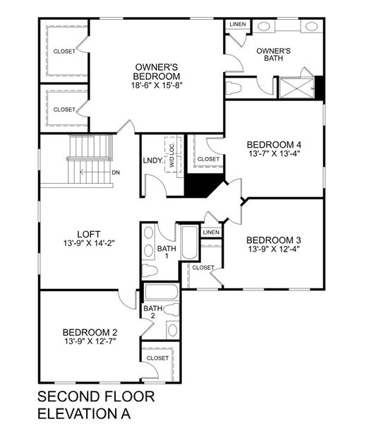 2D floor plan layout for the Seneca by Ryan Homes in Allen Park Single Family, Raleigh, NC (Image 2).