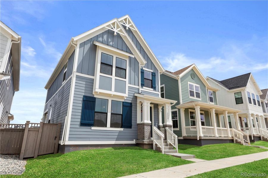 Front exterior of a new home in Westerly, Erie, CO, highlighting curb appeal (Image 13). Front exterior of a new home in Westerly, Erie, CO, highlighting curb appeal (Image 13).