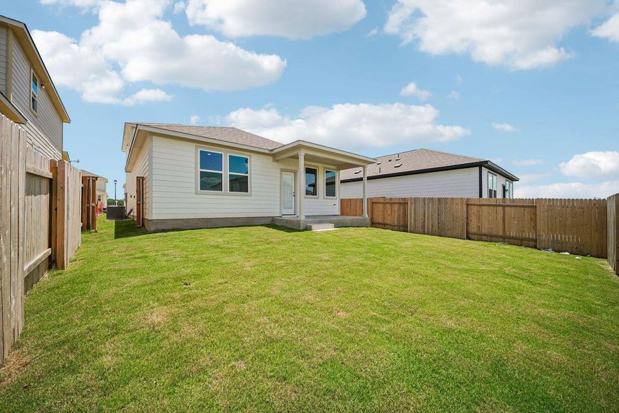 Exterior details and patio area of a home in Eastwood at Sonterra, Jarrell (Image 3).