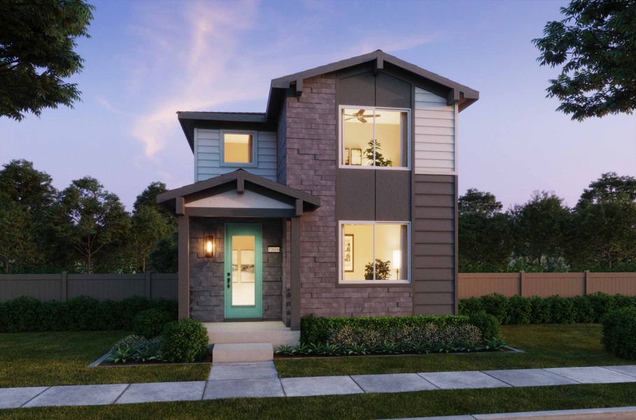 Representative exterior photo of a completed home built from the 2 by Risewell Homes in Woodrose at Painted Prairie, Aurora, CO (Image 2). Representative exterior photo of a completed home built from the 2 by Risewell Homes in Woodrose at Painted Prairie, Aurora, CO (Image 2).