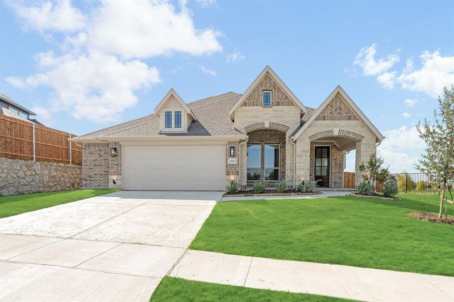 Front exterior of a new home in Ridge Ranch Classic 50, Mesquite, TX, highlighting curb appeal (Image 2). Front exterior of a new home in Ridge Ranch Classic 50, Mesquite, TX, highlighting curb appeal (Image 2).