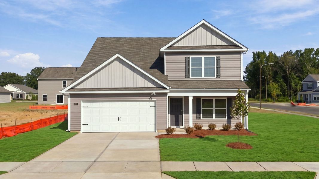 Front exterior of a new home in Bynum Farms, Farmville, NC, highlighting curb appeal (Image 20).
