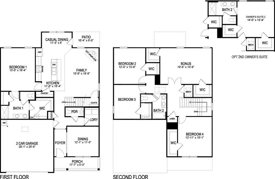 2D floor plan layout for the Salem by D.R. Horton in The Hideaway at Fox Meadows, Bluff City, TN (Image 3).