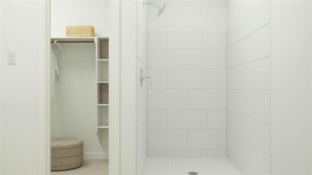 Bathroom with a tile shower