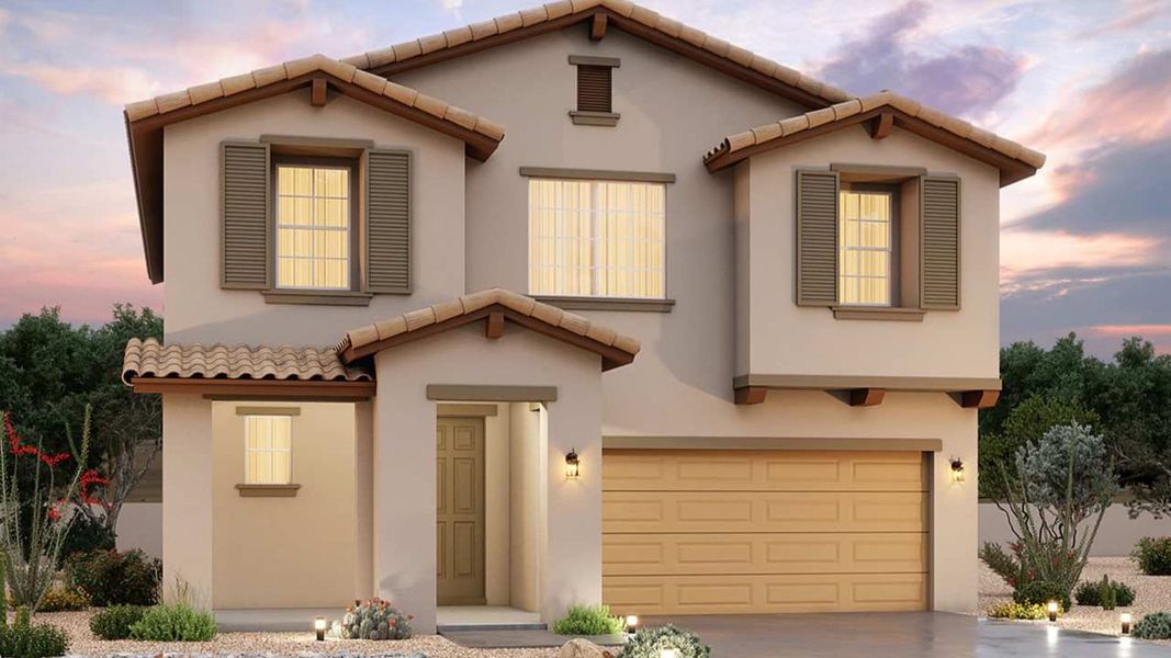 Representative exterior photo of a completed home built from the Lavender by Brightland Homes in Sienna Park, Buckeye, AZ (Image 2). Representative exterior photo of a completed home built from the Lavender by Brightland Homes in Sienna Park, Buckeye, AZ (Image 2).