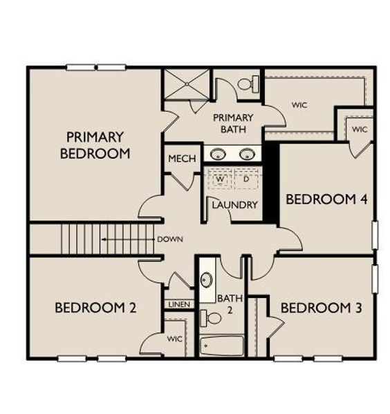 2D floor plan layout of this home in The Pointe at Heron Bay, Locust Grove, GA (Image 6).