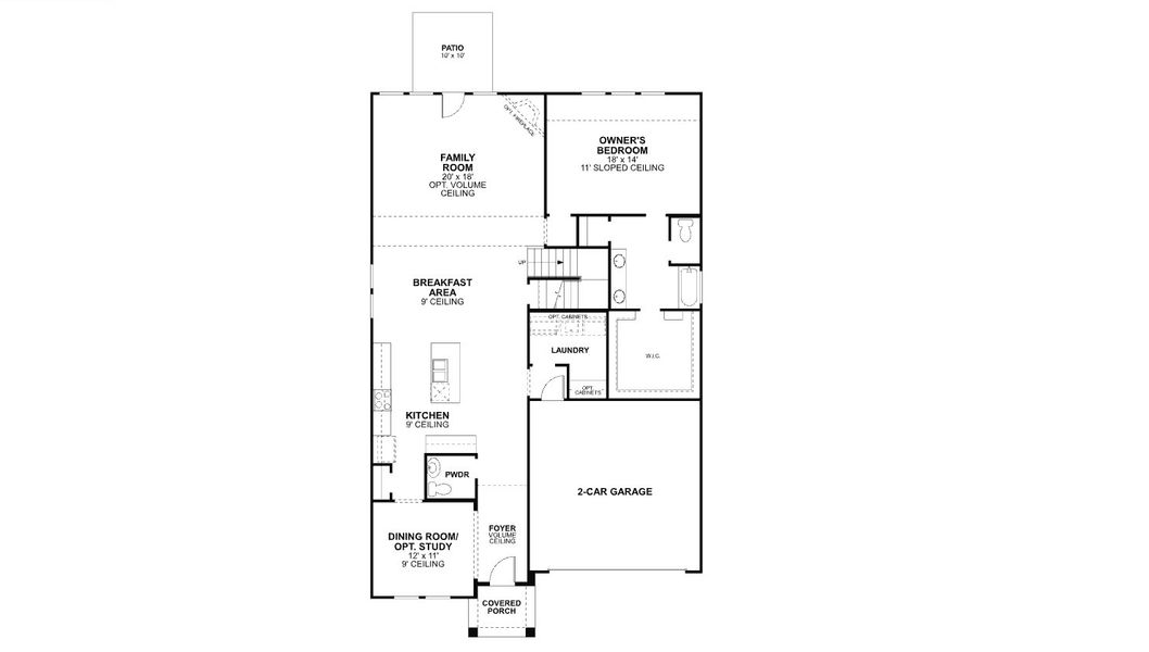 2D floor plan layout for the Frontier by M/I Homes in Chaparral Park, Oak Point, TX (Image 3). 2D floor plan layout for the Frontier by M/I Homes in Chaparral Park, Oak Point, TX (Image 3).