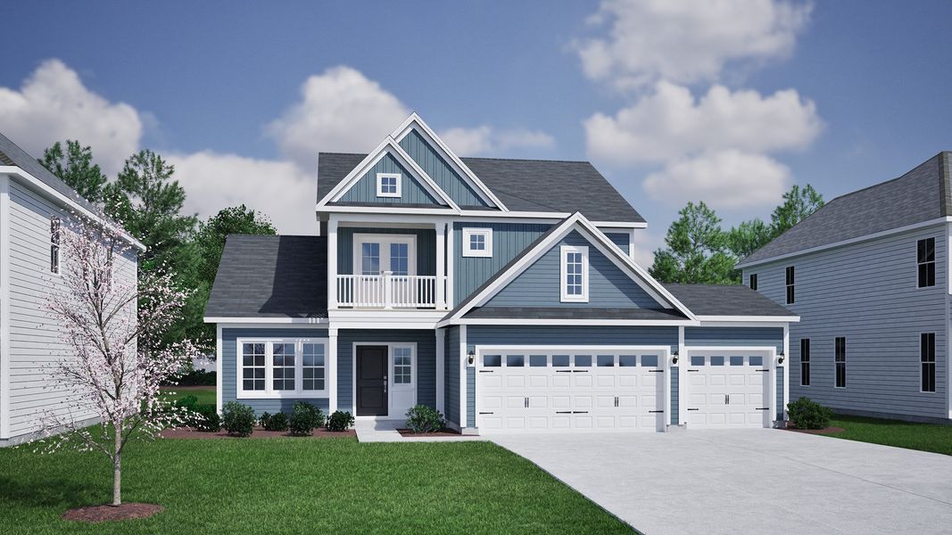 Representative exterior photo of a completed home built from the Nantahala II - Vanguard Collection by Mungo Homes in Scotts Hill Village, Wilmington, NC (Image 20).