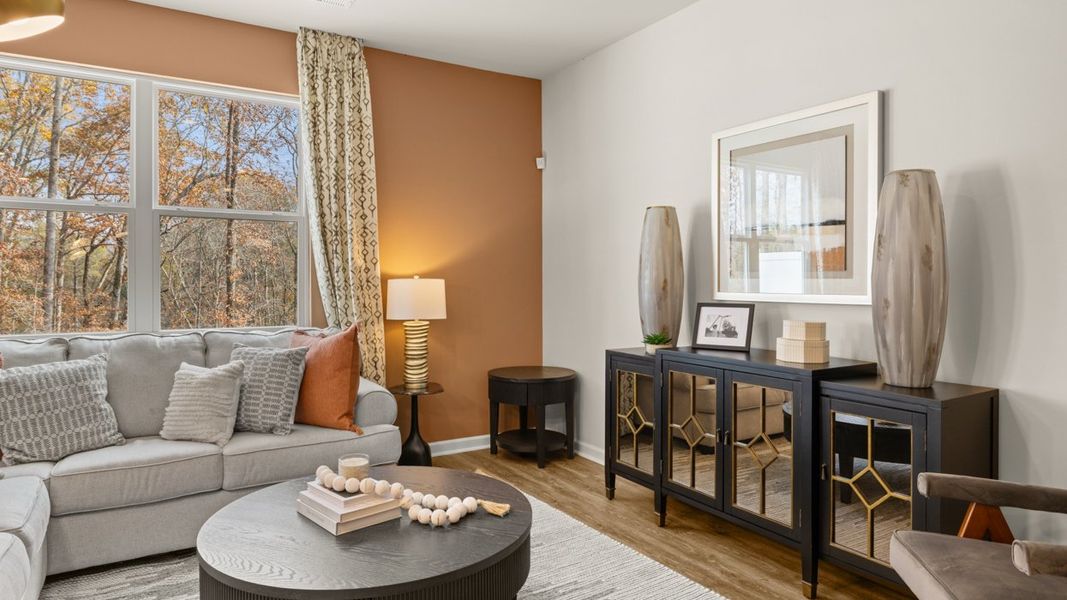Representative furnished interior of a home built from the Stratford by D.R. Horton in Echo Glen, Stockbridge (Image 12).
