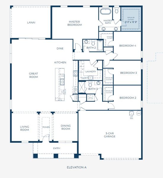 2D floor plan layout for the Sienna by Maronda Homes in Stillwater Cove, Astatula, FL (Image 2).