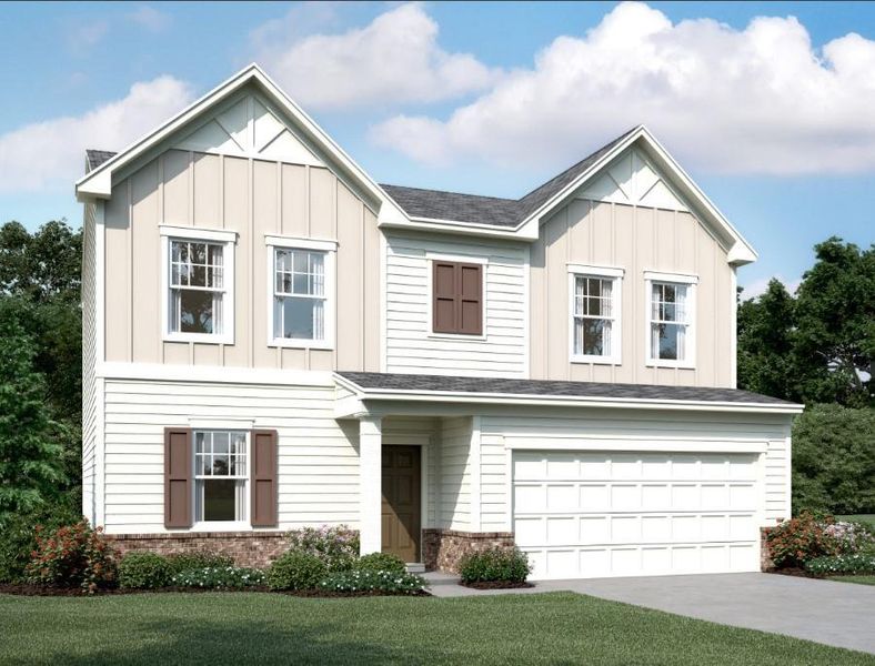 Front exterior of a new home in Mt. Tabor Ridge, Dallas, GA, highlighting curb appeal (Image 2).