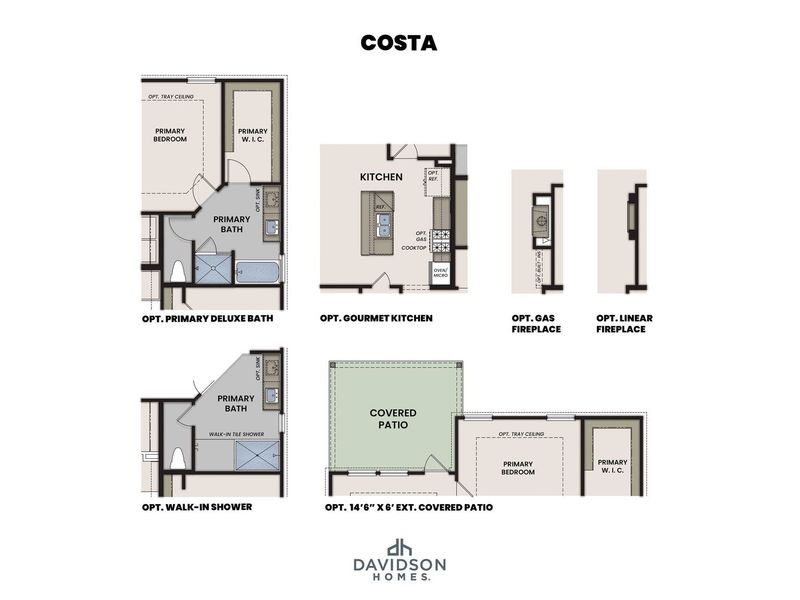 2D floor plan layout for the The Costa A with 3-Car Garage by Davidson Homes LLC in River Ranch Meadows, Dayton, TX (Image 5).