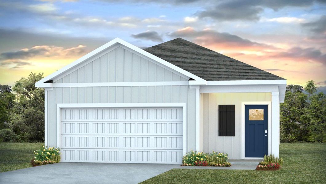 Representative exterior photo of a completed home built from the Downing by D.R. Horton in Eagle Creek, Bolivia, NC (Image 20).