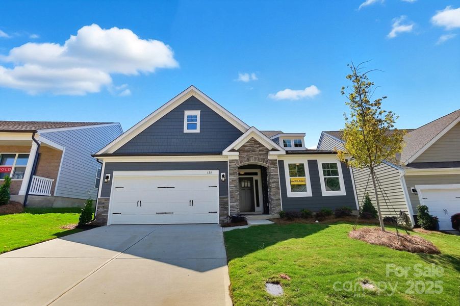 Front exterior of a new home in Villas at Prestwick, Mooresville, NC, highlighting curb appeal (Image 27).