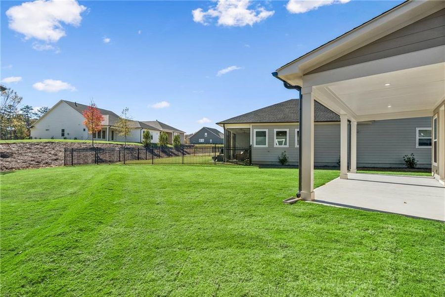 Exterior details and patio area of a home in Crescent Pointe at Great Sky, Canton (Image 3).