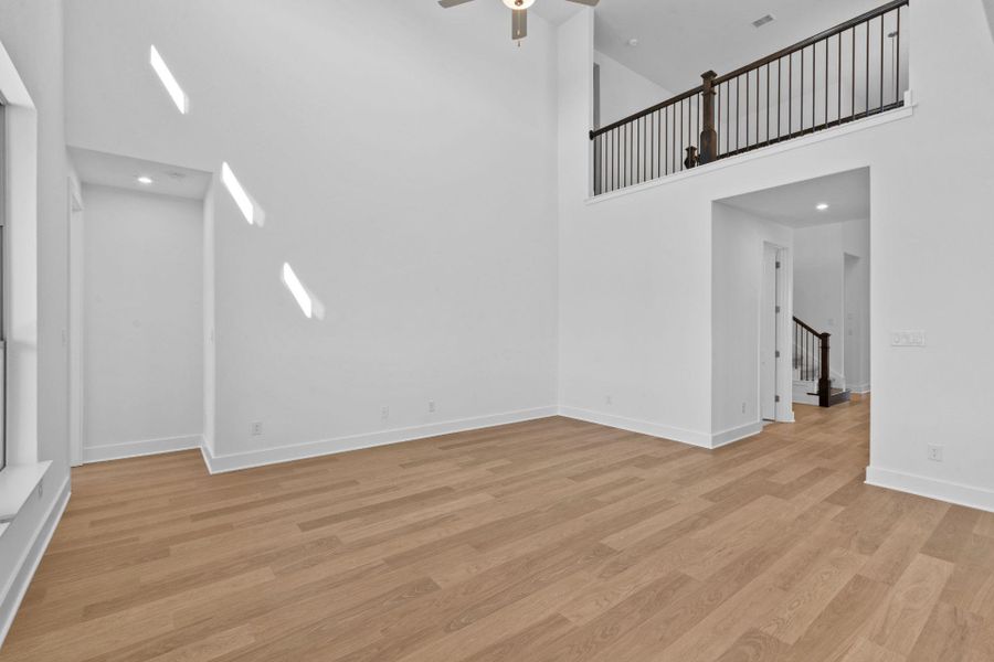 Family Room with soaring ceiling