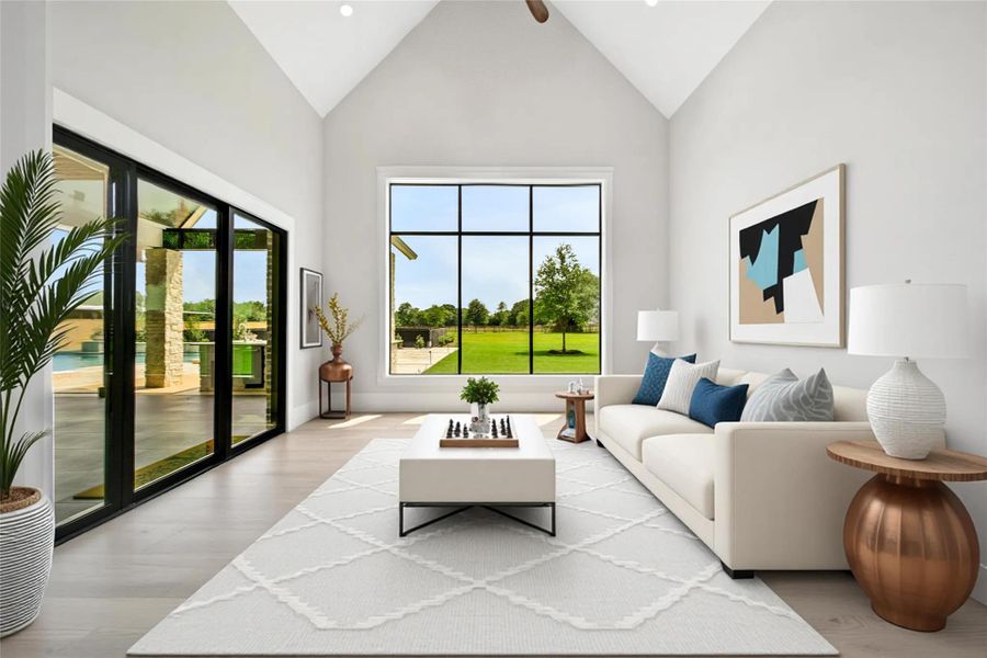 Flex Space downstairs that leads to covered back patio. Flex Space downstairs that leads to covered back patio.