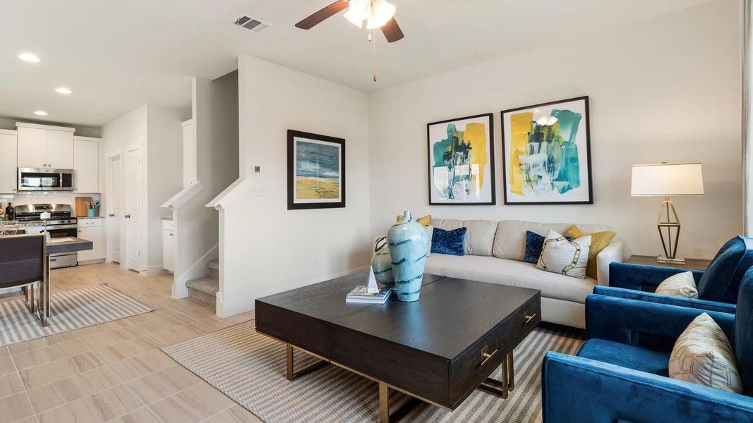 Furnished interior view inside a new home in Saddle Creek Twinhomes, Georgetown (Image 16). Furnished interior view inside a new home in Saddle Creek Twinhomes, Georgetown (Image 16).