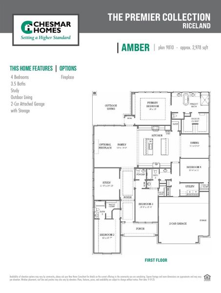 2D floor plan layout of this home in Riceland 60',65',70', Old River-Winfree, TX (Image 5).