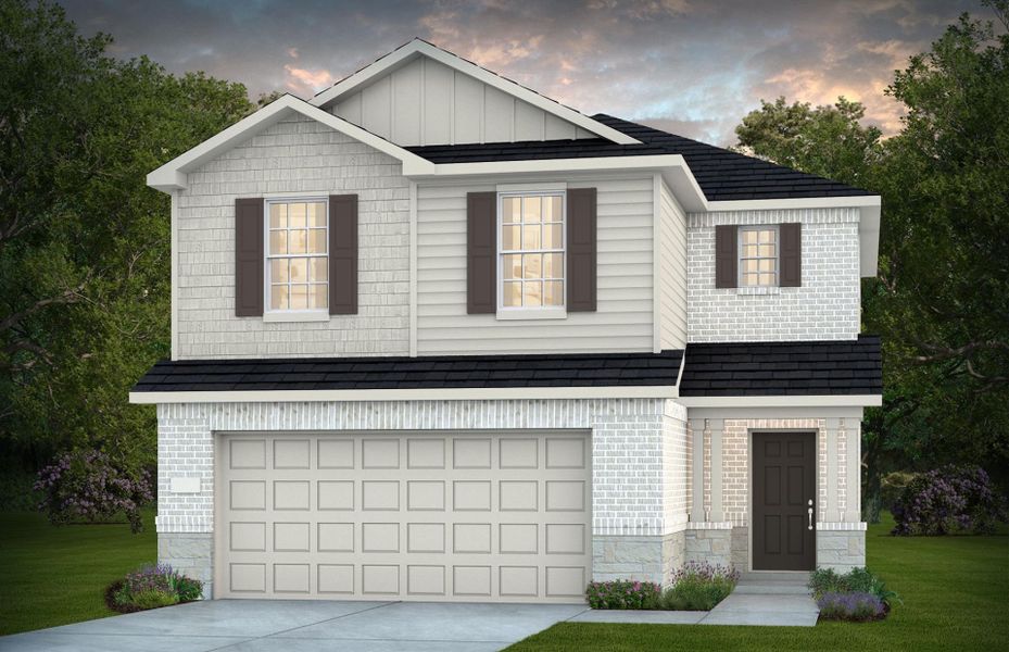Representative exterior photo of a completed home built from the Pierce by Centex in Pinara Pines, Conroe, TX (Image 2). Representative exterior photo of a completed home built from the Pierce by Centex in Pinara Pines, Conroe, TX (Image 2).