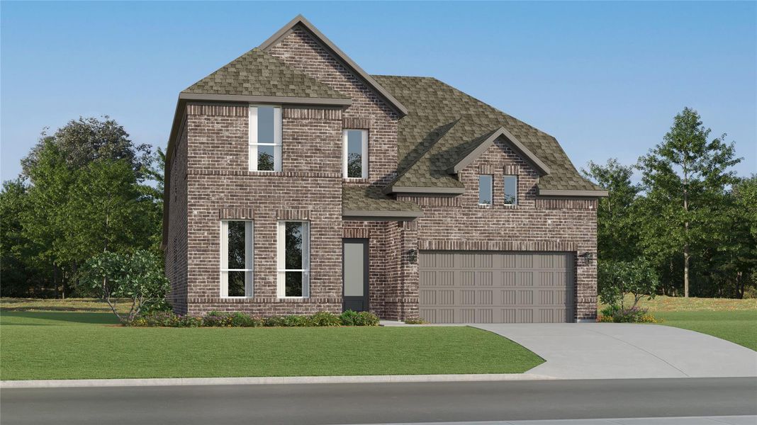 Front exterior of a new home in Woodfield Preserve, Georgetown, TX, highlighting curb appeal (Image 19). Front exterior of a new home in Woodfield Preserve, Georgetown, TX, highlighting curb appeal (Image 19).
