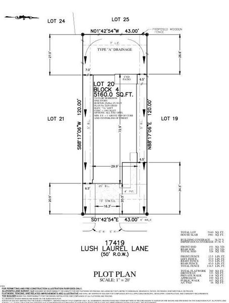 17419 Lush Laurel Lane Preliminary Plot Plan 17419 Lush Laurel Lane Preliminary Plot Plan