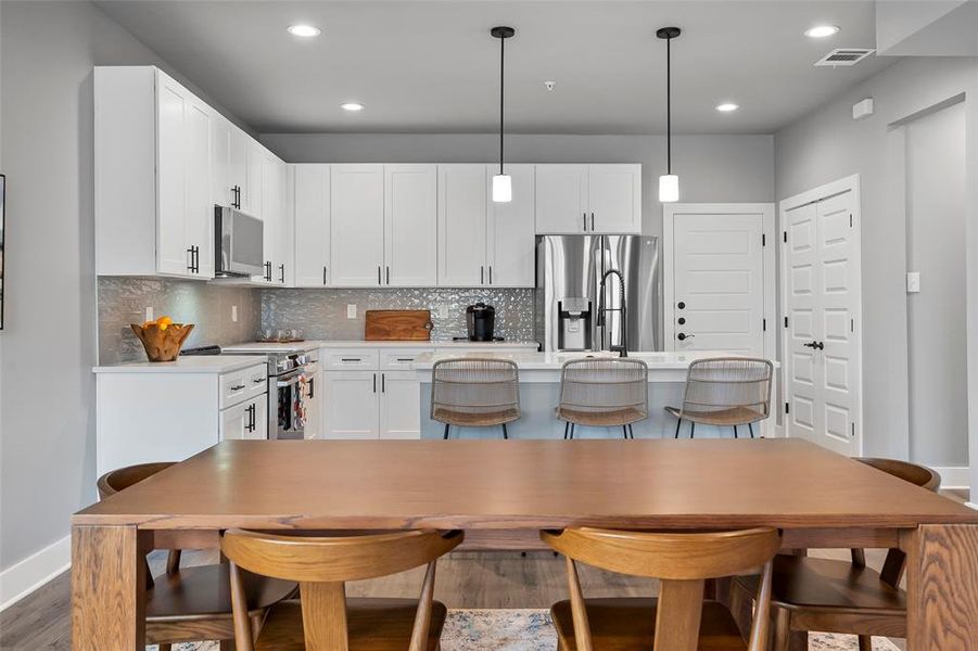 View of kitchen from the dining area