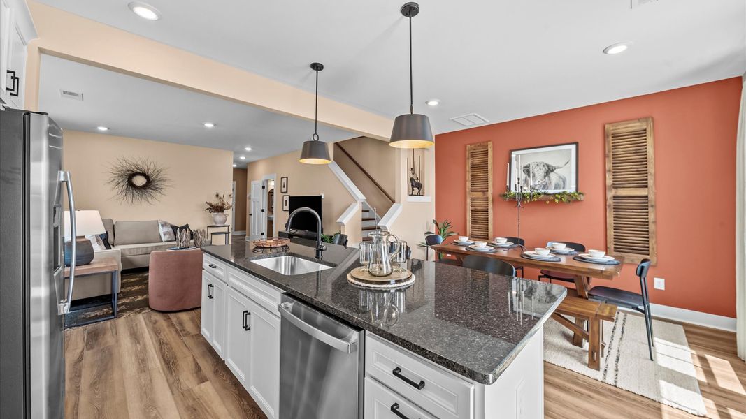Representative furnished interior of a home built from the Corner Litchfield by DRB Homes in Gresham Station, Simpsonville (Image 10).