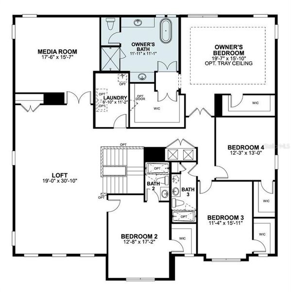 2D floor plan layout of this home in Hawk's Overlook, Oviedo, FL (Image 5). 2D floor plan layout of this home in Hawk's Overlook, Oviedo, FL (Image 5).