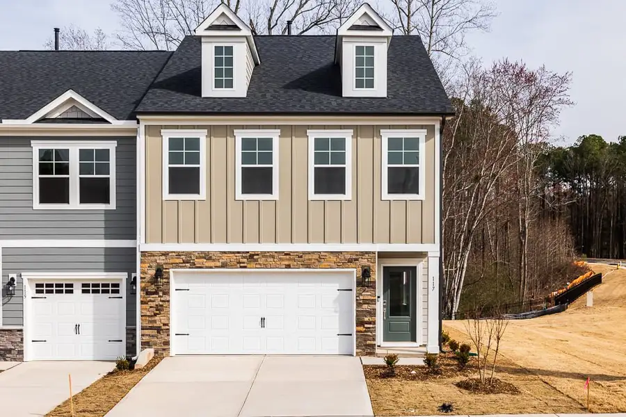Front exterior of a new home in Forestville Station, Wake Forest, NC, highlighting curb appeal (Image 1). Front exterior of a new home in Forestville Station, Wake Forest, NC, highlighting curb appeal (Image 1).