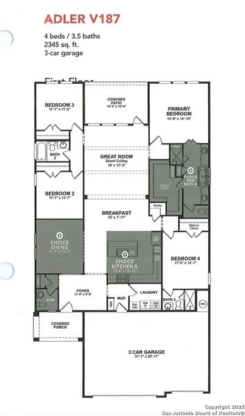 2D floor plan layout of this home in Cibolo Crossing, Universal City, TX (Image 3).