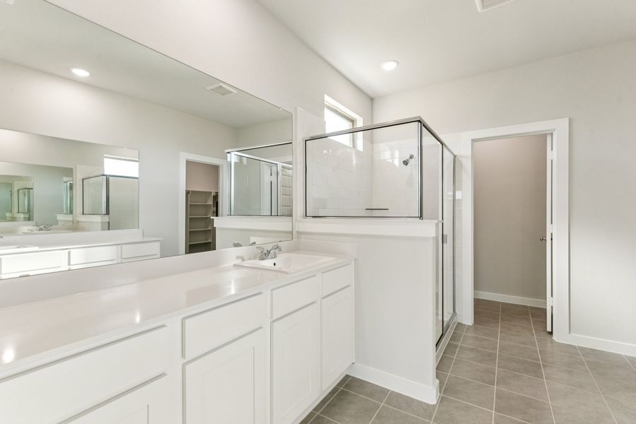 Primary Bathroom in the Wimbledon home plan by Trophy Signature Homes – REPRESENTATIVE PHOTO
