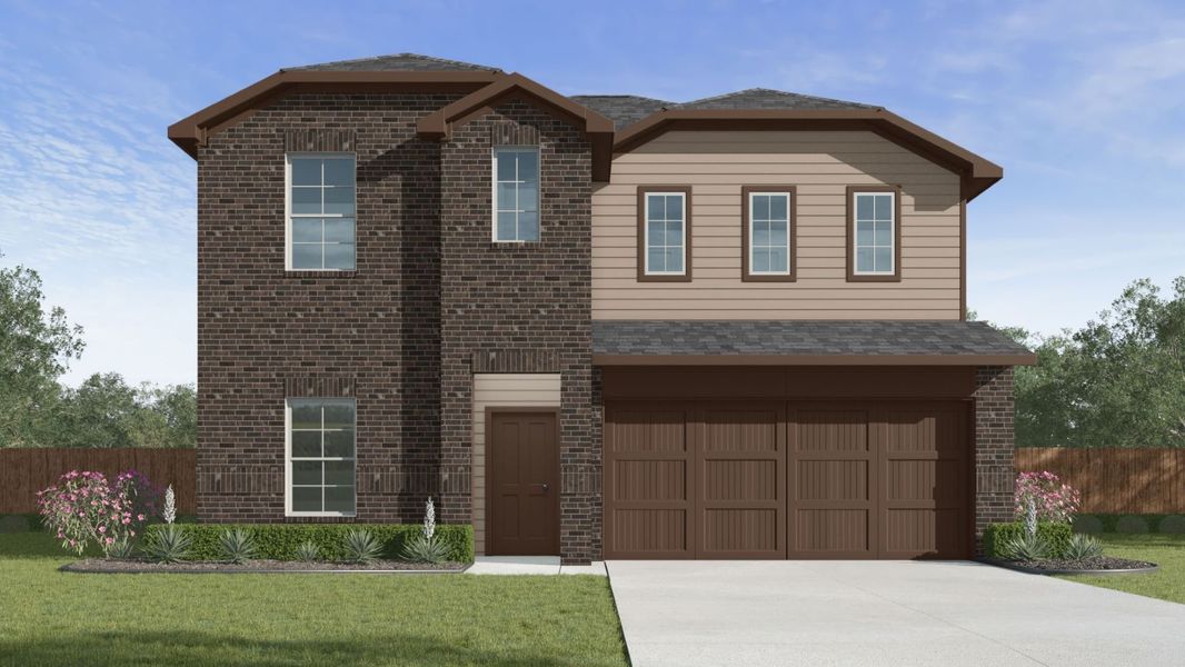 Representative exterior photo of a completed home built from the WALKER by D.R. Horton in Tamarron, Brookshire, TX (Image 1). Representative exterior photo of a completed home built from the WALKER by D.R. Horton in Tamarron, Brookshire, TX (Image 1).